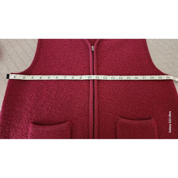 Vtg Van Heusen Burgundy Wool Zip Sweater Vest Sleeveless Womens XL/TG Preppy - Picture 4 of 8